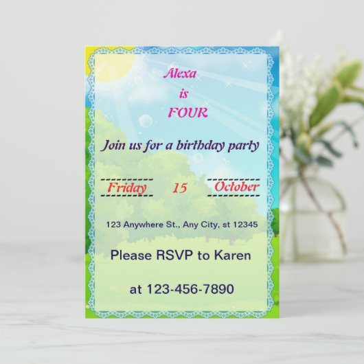 grillige libel verjaardagsuitnodiging kaart (Staand voorkant)