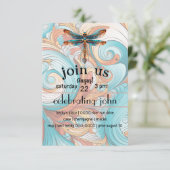 grillige libel | wervelingen | Steampunk Party Kaart (Staand voorkant)