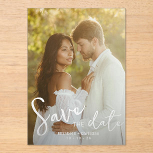 Grillige lichtblauwe foto save the date acryl uitnodigingen