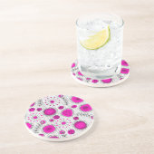 Grillige lichtroze witte harten en bloemen bloemmo zandsteen onderzetter (Zijkant)