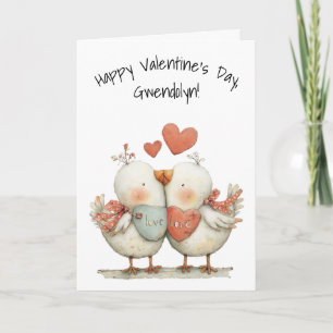 Grillige Liefdesvogels Gelukkige Valentijnsdag Kaart