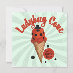 Grillige Lieveheersbeestje Retro Vintage IJskuns Kaart