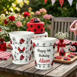 Grillige Lieveheersbeestjes Verjaardag Papieren Bekers