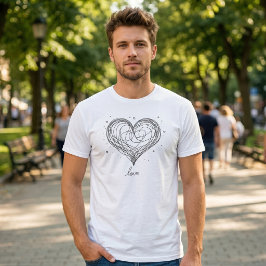 Grillige Lijnkunst Hart met Liefde Design T-shirt