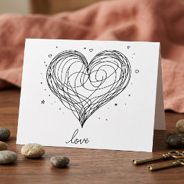 Grillige Lijnkunst Hart met Liefdesontwerp Bedankkaart