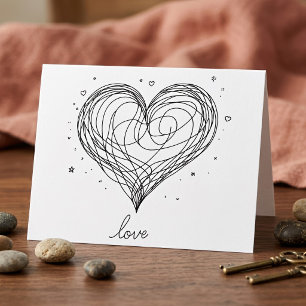 Grillige Lijnkunst Hart met Liefdesontwerp Bedankkaart