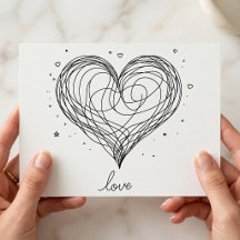 Grillige Lijnkunst Hart met Liefdesontwerp