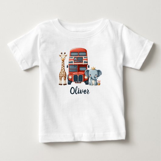 Grillige Londense Bus met Giraffe & Olifant (Voorkant)