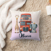Grillige Londense bus met giraffe & olifant Kussen (Deken)