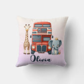 Grillige Londense bus met giraffe & olifant Kussen (Achterkant)