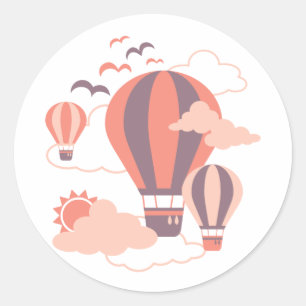 Grillige luchtballonnen in pastelluchten ronde sticker