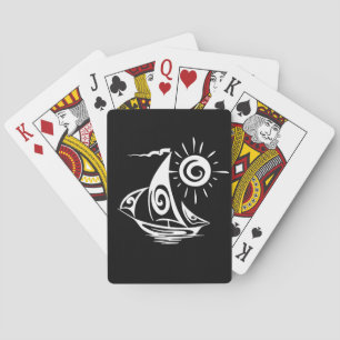 Grillige luie zeilboot pokerkaarten