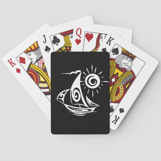 Grillige luie zeilboot pokerkaarten (Achterkant)