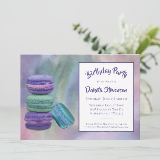 grillige macarons | Franse snoeppastel verjaardag Kaart (Staand voorkant)