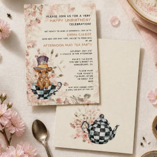 Grillige Mad Hatter Hoogland Koe 1e Verjaardag Kaart