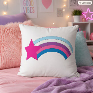 Grillige Magenta Vallende Ster Regenboog Kussen