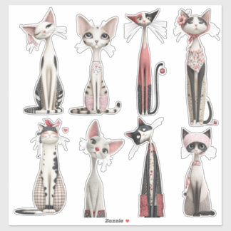 Grillige Magere Katten Set Vinyl Stickers