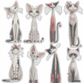 Grillige Magere Katten Set Vinyl Stickers (Voorkant)