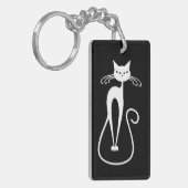 Grillige magere witte kat sleutelhanger (Voorkant Links)