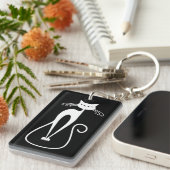 Grillige magere witte kat sleutelhanger (Voorkant Rechts)