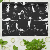 Grillige magere witte kattenpatroon theedoek (Gevouwen)