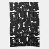 Grillige magere witte kattenpatroon theedoek (Verticaal)