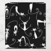 Grillige magere witte kattenpatroon wijn etiket (Enkel label)