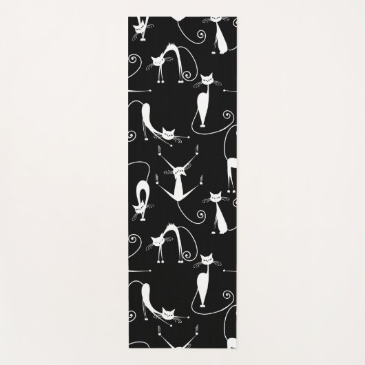 Grillige magere witte kattenpatroon yogamat (Voorkant)