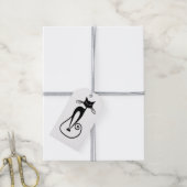 Grillige magere zwarte kat cadeaulabel (Met Touw)