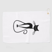 Grillige magere zwarte kat golfhanddoek (Horizontaal)