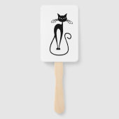 Grillige magere zwarte kat handwaaier (Achterkant)