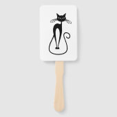 Grillige magere zwarte kat handwaaier (Voorkant)