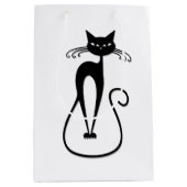 Grillige magere zwarte kat medium cadeauzakje (Voorkant)