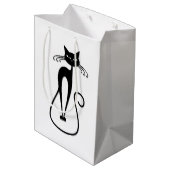 Grillige magere zwarte kat medium cadeauzakje (Achterkant Gekanteld)