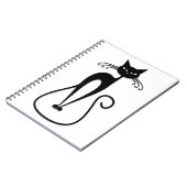 Grillige magere zwarte kat notitieboek (Linkerzijde)