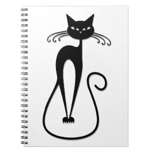 Grillige magere zwarte kat notitieboek