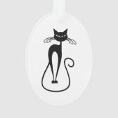 Grillige magere zwarte kat ornament (achterkant)