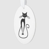 Grillige magere zwarte kat ornament (voorkant)