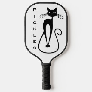 Grillige magere zwarte kat persoonlijk pickleball paddle