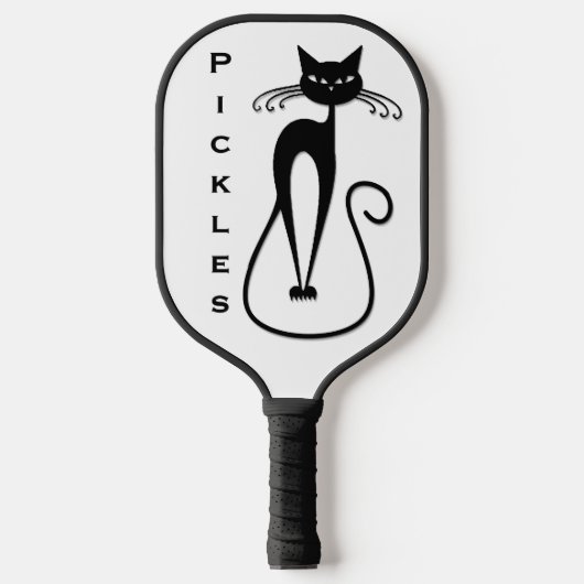 Grillige magere zwarte kat persoonlijk pickleball paddle (Voorkant)