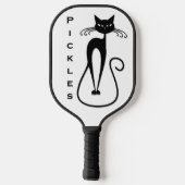 Grillige magere zwarte kat persoonlijk pickleball paddle (Achterkant)