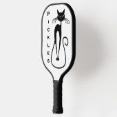 Grillige magere zwarte kat persoonlijk pickleball paddle (Links)