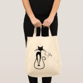 Grillige magere zwarte kat Persoonlijk Tote Bag (Voorkant (product))