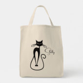 Grillige magere zwarte kat Persoonlijk Tote Bag (Achterkant)
