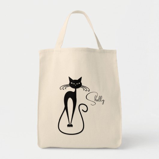 Grillige magere zwarte kat Persoonlijk Tote Bag (Voorkant)