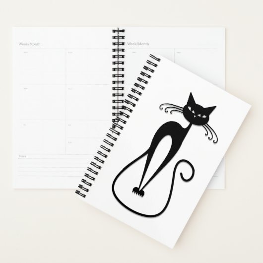 Grillige magere zwarte kat planner (Display)
