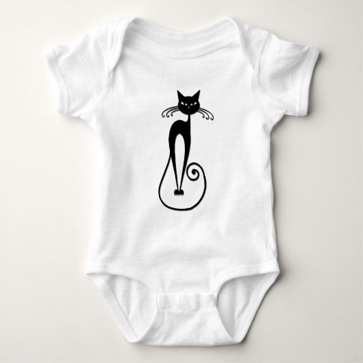 Grillige magere zwarte kat romper (Voorkant)