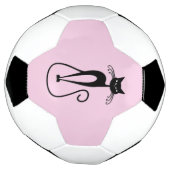 Grillige magere zwarte kat roze voetbal (Gedraaid)