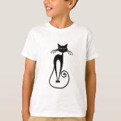 Grillige magere zwarte kat t-shirt (Voorkant)