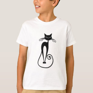 Grillige magere zwarte kat t-shirt